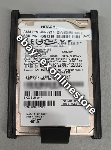 45N7215 - FRU 160GB SATA300 5400RPM 2.5inch HDD Lenovo Used