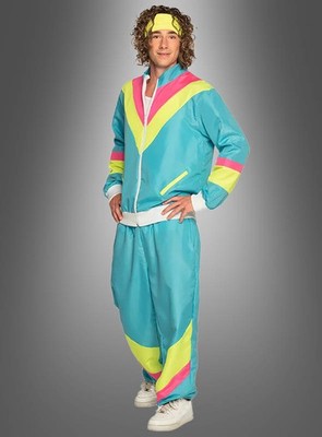 80er Jahre Trainingsanzug blau Ballonseide für Mottoparty, Karneval & Geburtstag