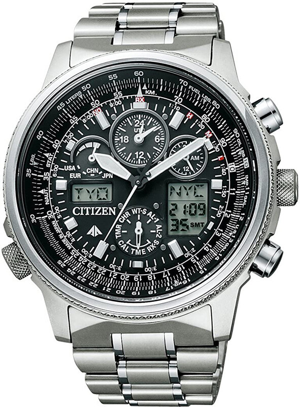 Pre-owned Citizen Promaster Sky Pmv65-2271 Eco-drive Solar Radio Titanium Men Watch Japan