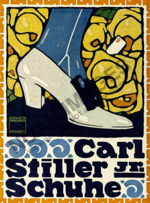 Carl Stiller Schuhe vintage german shoes fashion ad poster 12x16