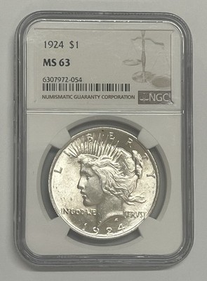1924 Philadelphia Silver Peace Dollar NGC MS63 Brilliant Uncirculated