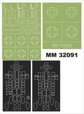 Montex Maxi Mask 1:32 Bf 110C for Dragon 3203 Spraying Stencil MM32091