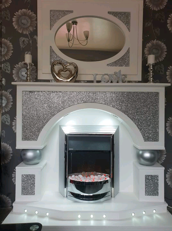 White and glitter fireplace with mirror in Larne, County Antrim Gumtree