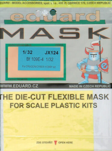 Eduard 1/32 Scale Mask for Bf 109E-4 kits by Dragon or Cyberhobby - JX124 Eduard 1/32 Scale Mask for Bf 109E-4 kits by Dragon or Cyberhobby - JX124