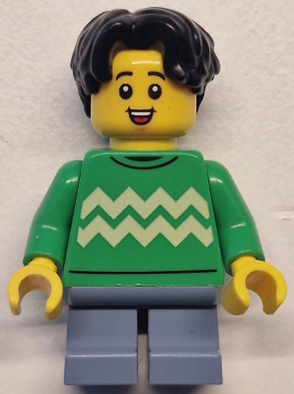 Child - Boy, Bright Green Sweater with Bright Light (twn499)