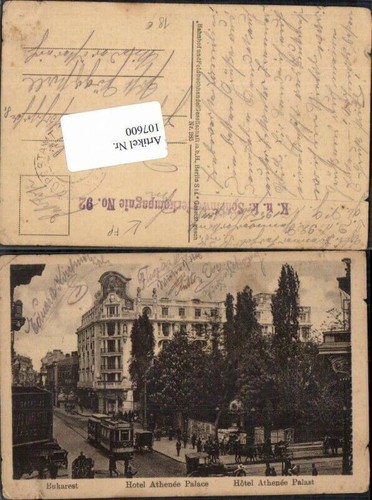 107600,K.K. Scheinwerferkompanie No. 92 Feldpost Bukarest Hotel Strassenbahn img