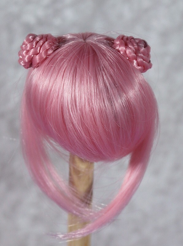 Tiny 5-6" BJD doll wig tonner pink buns hair lati pukifee JR-28