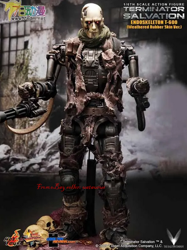 Hot Toys 1/6 Mms104 T-600 Endoskeleton Weathered Rubber Skin