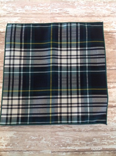 NEW Pocket Square Plaid Yellow Green Polka Dots Reversible Gift Cotton Trim Nova