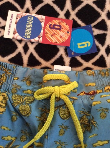 NWT Gymboree Boys Blue Swim Board Shorts Hawaiian Print Size 3 Yrs Vintage 2000