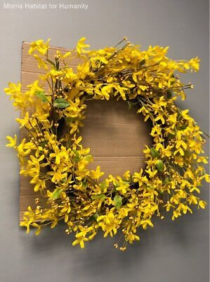 Artificial Yellow Forsythia & Twig Wall Hanging Wreath