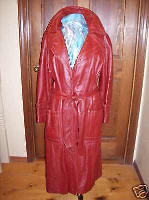 Dan Di Modes vintage 70's Burgundy Trench Coat Leather