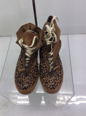 Converse CT All Star Brown Leopard Leather Shroud Zip & Lace Hi Top Sneakers 9