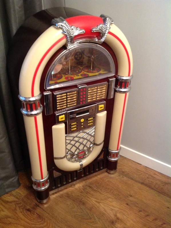 Floor standing modern jukebox with retro look in Milton of Campsie