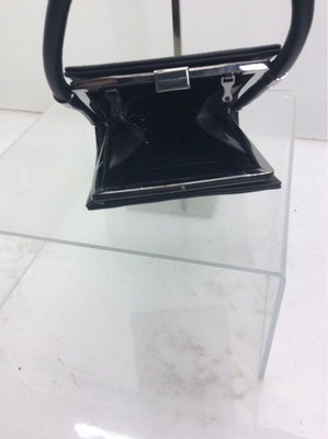 Charles & Keith Black Smooth Leather Latch Frame Convertible Chain Strap Bag