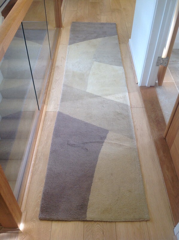 NEXT 100 PURE WOOL 300cm HALLWAY RUNNER CARPET RUG GREY CREAM BEIGE