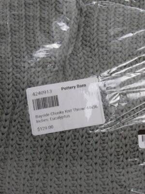 Pottery Barn Bayside Seed Stitch Throw Blanket, 44'' x 56' Eucalyptus New