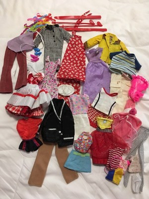 Huge Lot of Barbie Doll Clothes Vintage Some Handmade Shoes Accessories 50