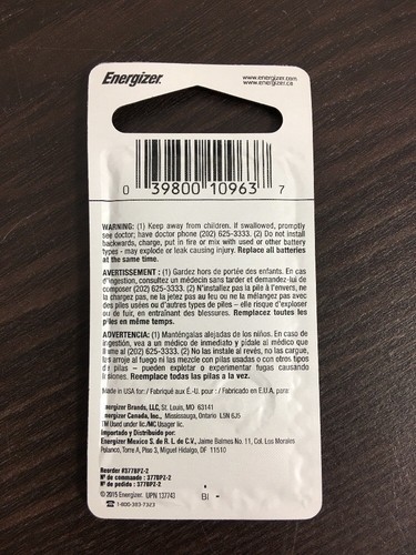 2X -Energizer 377 Batteries 2 Pk Total 4 Batteries