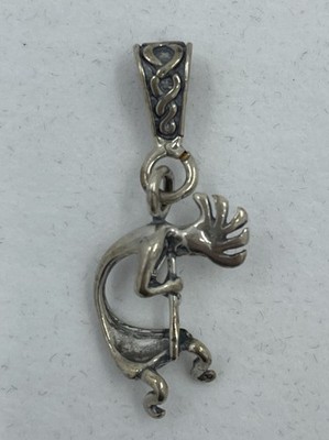 Estate Jewelry Kokopelli Pendant Sterling Silver 1 1/2" Long