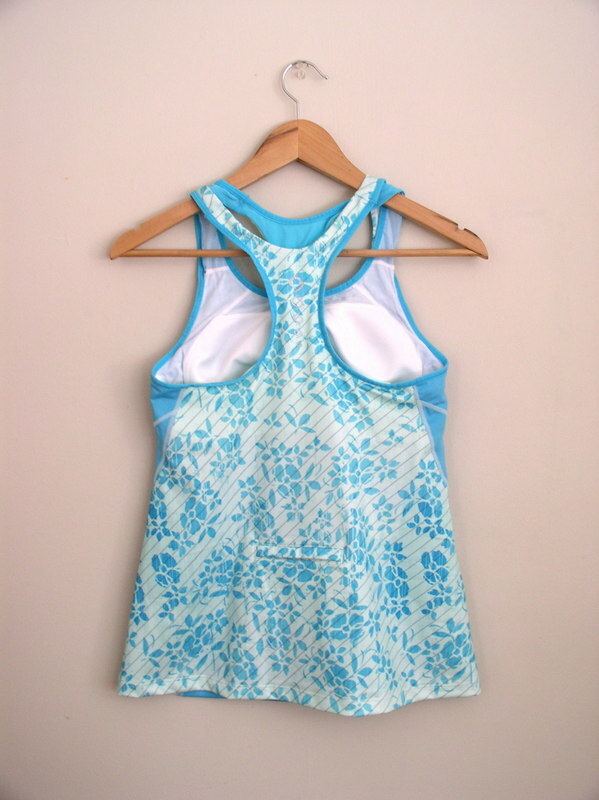 Moving Comfort Womens Distance Tank Top Blue Racerback High Impact Shelf Bra M