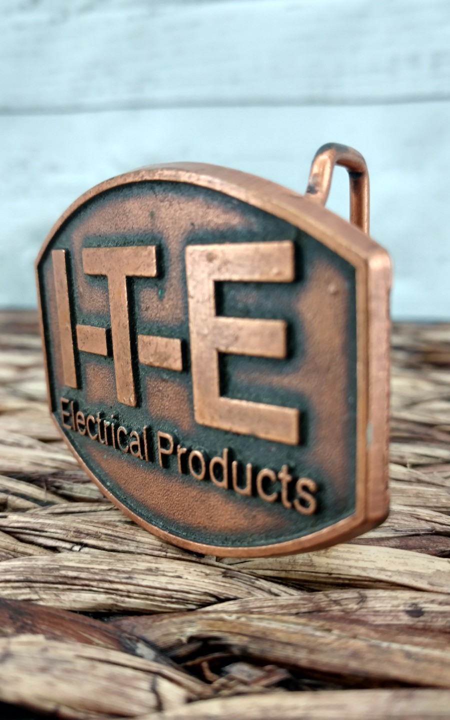 Classic Vintage Retro I-T-E Electrical Products Solid Copper Belt Buckle