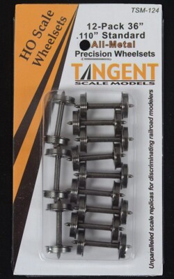 NIB 124 Tangent 36 inch Blackened All-Metal Precision Wheels HO Scale