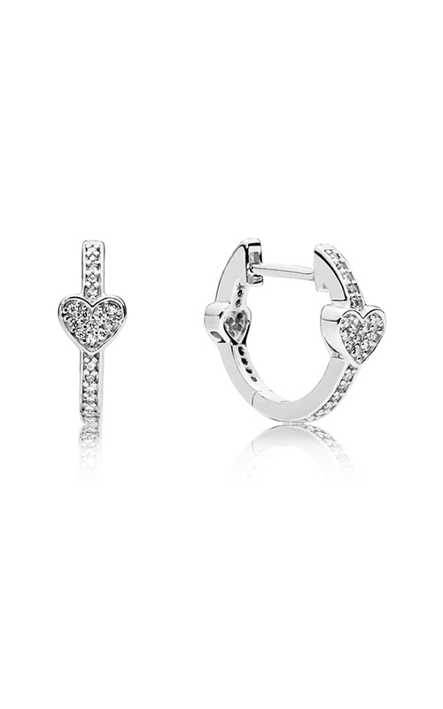Pandora Sterling Silver With CZ Alluring Hearts Hoop