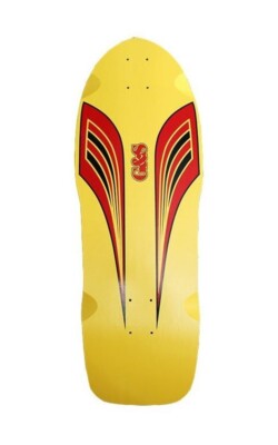 2015 G&S Skateboards Sidecut 80's Reissue Deck Yellow Silkscreened 9.7x30  