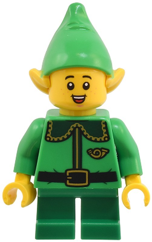 Elf - Dark Green Collar and Gold Horn, Open Mouth Smile…