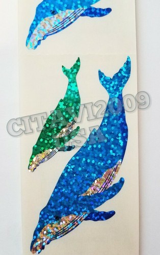 HAMBLY STUDIOS PRISMATIC SMALL BLUE TEAL WHALES OCEAN VINTAGE RARE RETIRED
