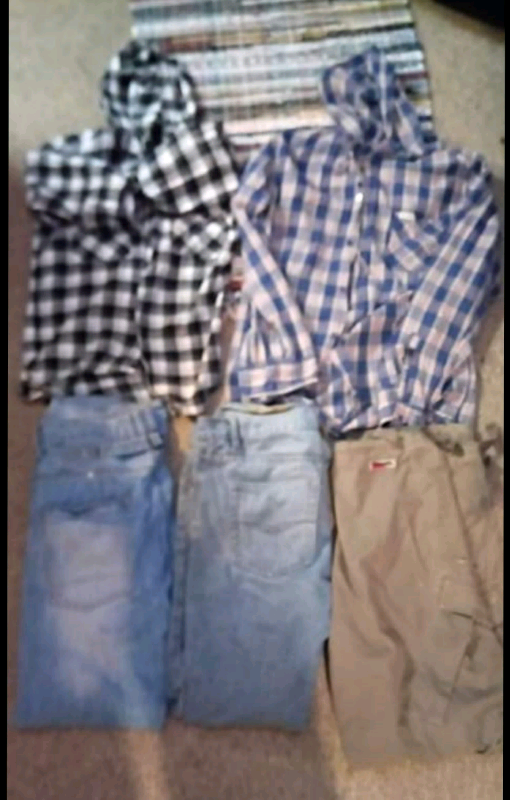 Job Lot Mens Hooded Check Shirts Jeans And Combat Trousers Big