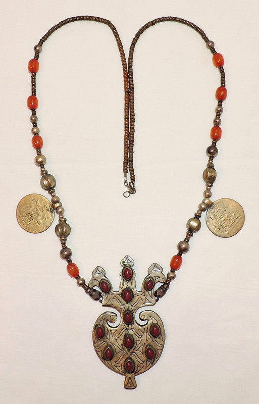 Antique TEKKE TURKOMEN Silver NECKLACE w/ Udhiya Tokens WRITTEN PROVENANCE