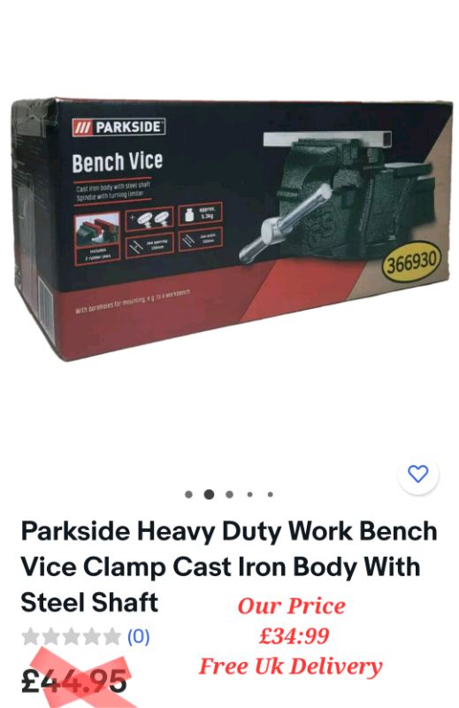 Parkside Heavy Duty Work Bench Vice Clamp Cast Iron Body With Steel Sh
