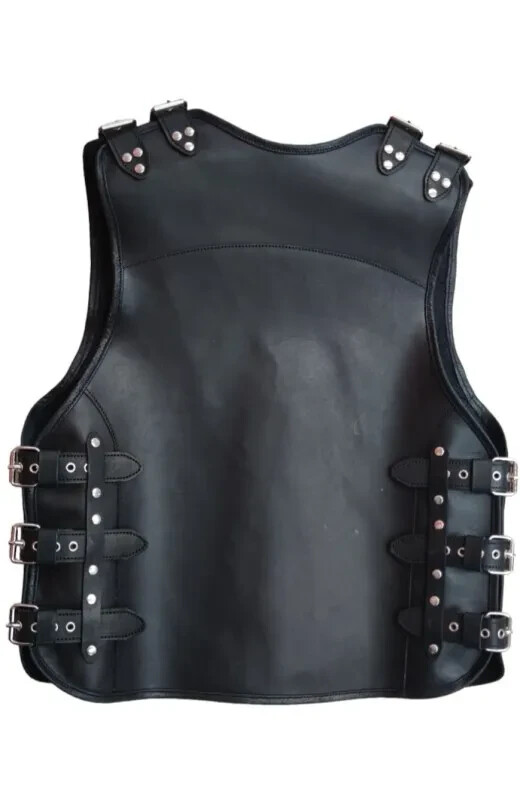 Pre-owned Handmade Motorcycle Vest For Unisex  Motorcycle Vest Leather Vest In Black