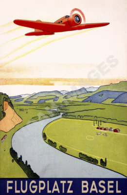 Flugplatz Basel vintage swiss air show travel poster repro 12x18