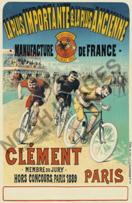 Clement Paris vintage french bicycle manufacturer ad poster 16x24