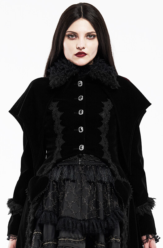 PUNK RAVE HERZKÖNIGIN SAMT MANTEL GOTHIC LOLITA BAROCK RETRO STICKEREI KORSETT PUNKRAVE