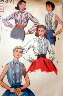 ✴︎Mille Jovo様Vintage スカート✴︎1950年代とblouse* LOVELY VTG 1950s BLOUSE Sewing Pattern 14/34 | eBay
