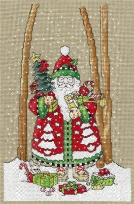 Mary Engelbreit Counted Cross Stitch Pattern Leaflet ~ O' Christmas Tree Santa~