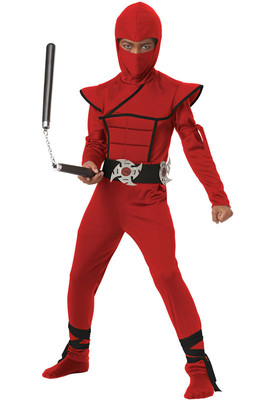 Japanese Stealth Ninja Child Samurai Costume (Red/Black)