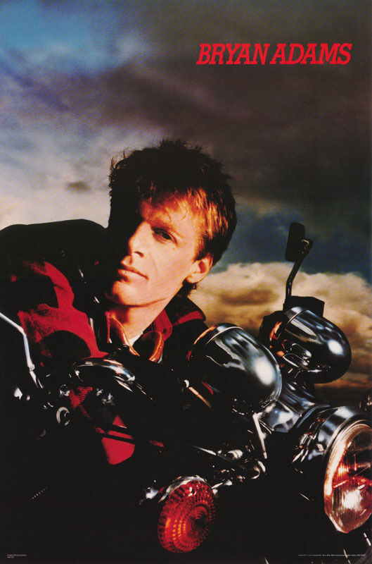 POSTER : MUSIC : BRYAN ADAMS  - ON MOTORCYCLE -   FREE SHIPPING !  #NMA87 LW11 G