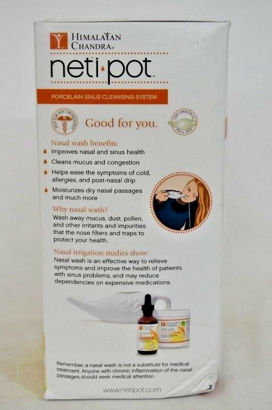 Neti Pot Sinus Cleansing System Pot Wash & Salt Included Himalayan Chandra NEW