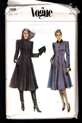 Vintage Vogue Pattern Womens Sz 10 #7829 Uncut - lined gored coat
