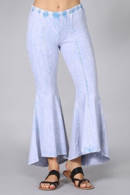 Chatoyant Mineral Wash Cropped Flare Bells Powder Blue Medium