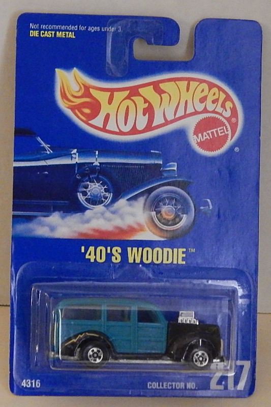 1940 Ford Woodie Station Wagon Hot Wheels 1993-217 Mainline Blue Card