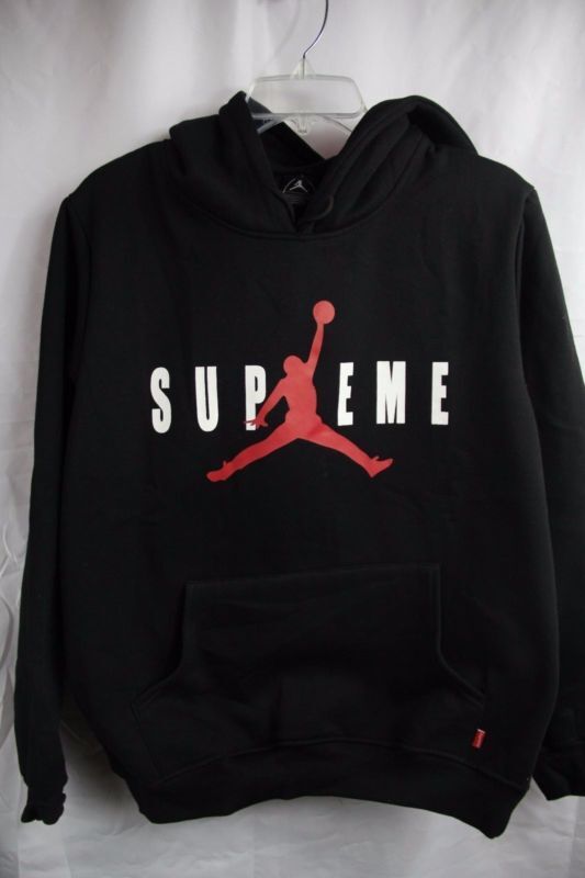 SUPREME x JORDAN HOODIE SWEATSHIRT LARGE BLACK HOODIE JORDAN NEW WITH TAGS & RECEIPTS ...