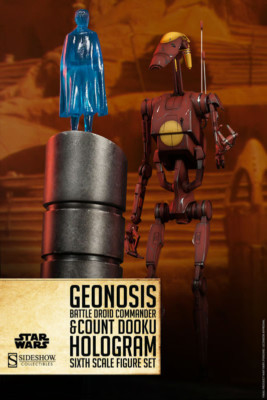 Sideshow Star Wars GEONOSIS BATTLE DROID COMMANDER COUNT DOOKU HOLOGRAMME !