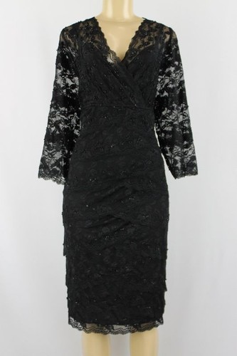 Onyx Nite Stunning Black Lace Cocktail Dress Below Knee Size 14 | eBay