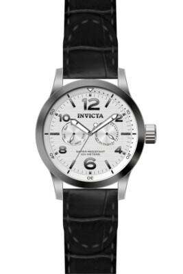 Мужские часы Invicta I-Force с серебряным циферблатом из нержавеющей стали и черной кожи 13009